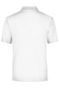 A plain white polo shirt with a short sleeve and a back view featuring a small logo.