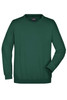 A green round-neck sweater with long sleeves. The product features a tag and has a simple design without logos.