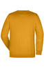 A yellow sweatshirt with a round neckline and long sleeves, featuring a logo on the back.