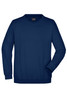 A navy blue round sweat heavy jumper with a crew neck and long sleeves. It features a logo on the label.