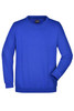 A blue round neck sweatshirt with long sleeves and a casual fit, featuring a small logo on the label.