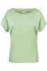 A light green ladies' casual T-shirt with a relaxed fit and rolled sleeves. Features a logo on the tag.