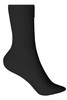A pair of black organic socks with a mid-calf length and a ribbed top. The socks have minimal branding.