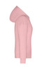 A pink ladies' lounge hoodie featuring a hood and long sleeves. The item has a logo on it.