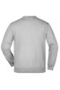 A grey jumper features a simple design with a back view. It has a classic crew neck and long sleeves.