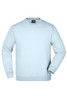 A light blue round sweat heavy junior jumper with long sleeves and a ribbed crew neck. It features a logo.