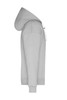 A grey men's lounge hoodie features a hood, long sleeves, and a fitted design. It includes a logo.