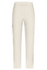 Cream-coloured men's lounge pants with a drawstring waist and side pockets. Features a logo on the side.