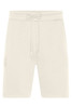 Men's lounge shorts in a light beige colour with a drawstring waist and a side zip pocket. Features a logo.
