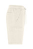 Lounge shorts in a light cream colour with pockets and drawstring detail. Features branding on the leg.