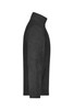 A black full-zip fleece jacket featuring a high collar and a smooth texture, with a logo present.