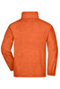 A full-zip fleece jacket in bright orange, featuring a high collar and a plain back design.