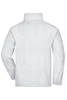 A white full-zip fleece jacket with a high collar and long sleeves, featuring a simple design and no visible branding.
