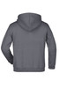 A grey hooded sweatshirt with a plain back and no visible logos or branding.