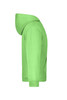 A green hooded junior sweatshirt with a kangaroo pocket and a logo on the front.