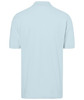 A light blue polo shirt with a classic design, featuring short sleeves and a collar. It has a logo on the fabric.