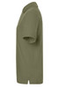 A classic polo shirt in olive green, featuring a collar and short sleeves. It has a logo on the chest.