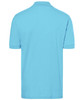 A light blue polo shirt featuring a classic design, with a collar and short sleeves. It has a logo on the back.