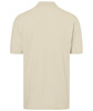A beige polo shirt with a classic design, featuring short sleeves and a collar. The shirt has a logo on it.