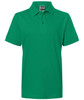 A green Classic Polo Junior shirt featuring a collar, button placket, and short sleeves. It has a logo on the front.