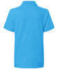 A blue polo shirt with a classic design, featuring a collar and short sleeves, and includes a logo.