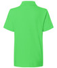 A vibrant green polo shirt with a collar and short sleeves. The back features a plain design and a logo.