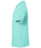 A mint green polo shirt with a classic collar and short sleeves, featuring a logo on the chest.