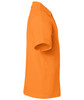 An orange classic polo shirt with a collar and short sleeves, featuring a logo on the chest.