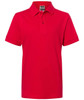 A red Classic Polo Junior shirt with a collared neckline and short sleeves, featuring a logo.