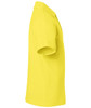 A yellow polo shirt featuring a collar and short sleeves, with a branding logo on the side.