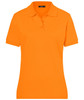 An orange polo shirt for ladies with a classic design and a collar. The shirt features a logo.