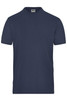 A navy blue men's T-shirt made from BIO stretch fabric, featuring a logo on the neckline.