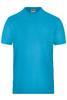 A bright blue men's stretch T-shirt with a crew neckline and short sleeves, featuring a logo on the label.