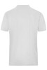 A white short-sleeve work t-shirt with a plain back and a logo on the neck area.