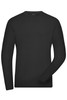 A long-sleeve black t-shirt with a round neckline and a fitted style, featuring a logo on the label.