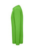 A bright green long-sleeve T-shirt with a fitted design and a logo on the front.