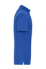 A side view of a blue men's BIO Stretch-Polo shirt, featuring a classic polo collar and short sleeves.