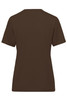 A brown ladies' workwear t-shirt with a simple design and short sleeves, featuring a logo on the back.