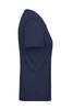 A navy blue Ladies BIO Workwear T-Shirt with short sleeves and a crew neckline, featuring a logo.