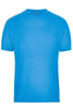 A bright blue men's workwear T-shirt with a simple design and a logo on the label.