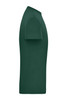 A green men's workwear t-shirt displayed from the side, featuring a simple design and a logo.