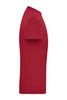 A red men's BIO workwear t-shirt with a slim profile and short sleeves, featuring a logo.