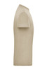 A beige men's T-shirt with short sleeves and a simple design, featuring a logo on the side.