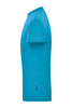 A turquoise men's workwear T-shirt with short sleeves and a branding logo on the side.