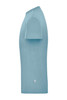 A men's workwear T-shirt in a light blue colour, featuring a side view with a logo near the hem.