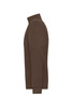 A brown mens doubleface jacket with a high collar and long sleeves, featuring a pocket on one side.