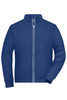 A blue men's double-faced work jacket with a full zip and front pockets. It features a logo on the chest.