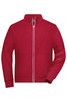A red Men's Doubleface Jacket with a zip front and a front pocket, featuring a collar and an elastic cuff.