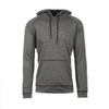 A grey Performance Raglan Pullover Hoodie with a front pocket and drawstring hood, featuring a logo.