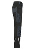 Workwear pants in black with grey detailing and multiple pockets, featuring reflective elements and a logo.